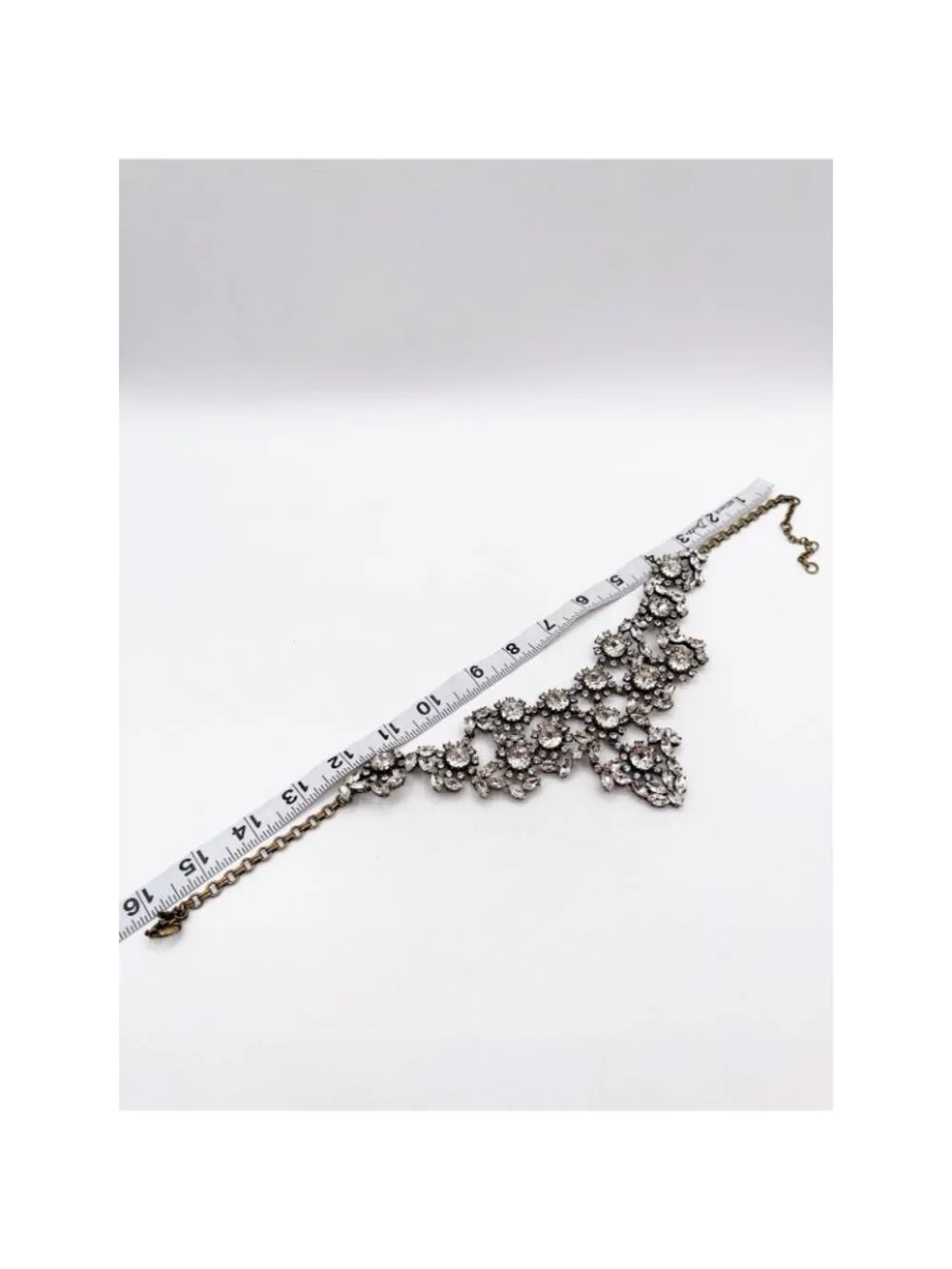 J.Crew Crystal Statement Bib Necklace Antiqued Gold Tone Rhinestone Adjustable